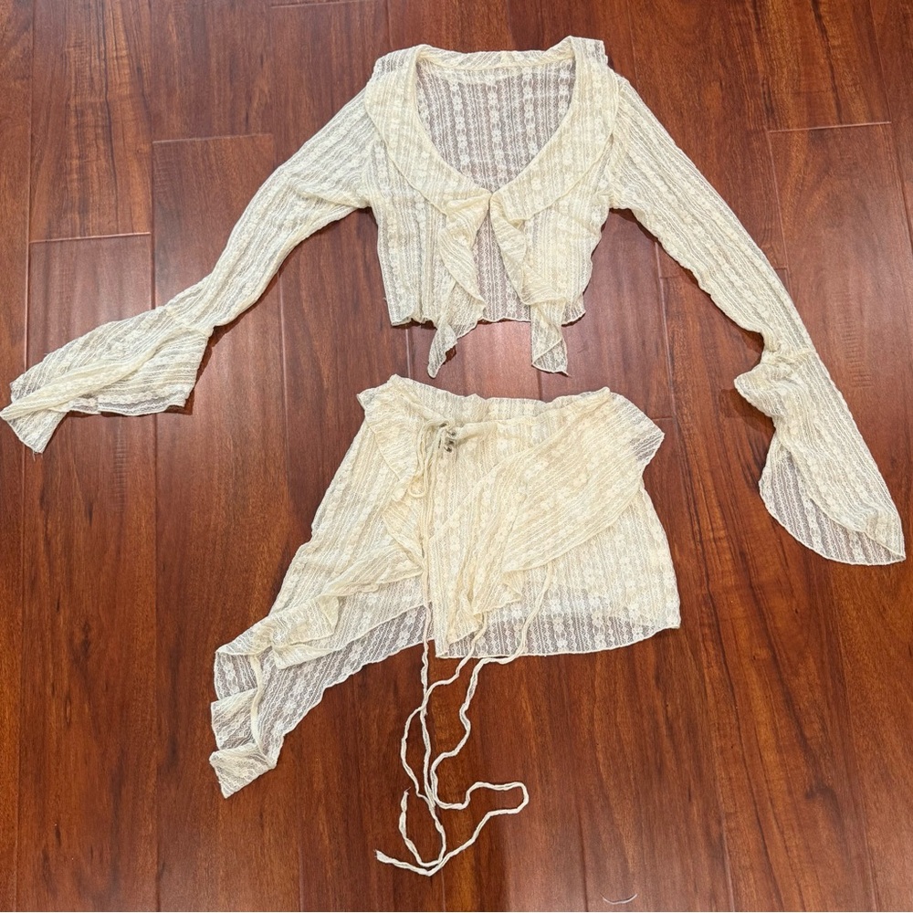 Cream Sheer Two-Piece Set